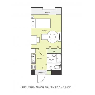 ユニオンマンスリー矢部２　302　1K・シングル☆デスク・チェア＆ソファ・テーブルのあるゆったり23㎡のお部屋♪の間取り図