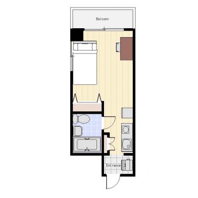 ユニオンマンスリー葛西レジデンス１　206　1R・シングル☆◆インターネット固定回線(有線)無料の部屋◆２面採光で日当たり抜群♪西葛西・葛西の付近で出張・研修・在宅勤務・テレワークの拠点におススメ！の物件間取り図