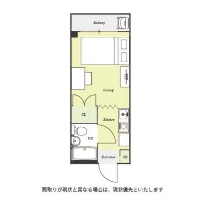 ユニオンマンスリー立川２　212　1R・シングル☆人気の角部屋＆テレワークにおすすめデスクのあるお部屋の物件間取り図