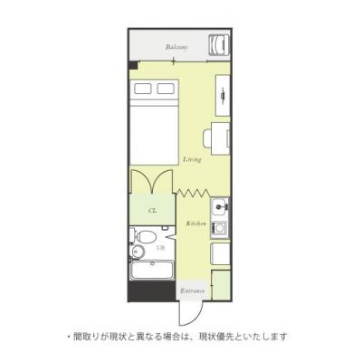 ユニオンマンスリー万願寺１　401　1R・セミダブル☆法人もまとめて入居可♪人気の角部屋＆最上階で眺望良好♪女性におすすめのドレッサー付き♪の物件間取り図