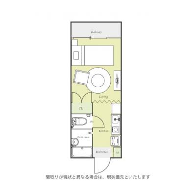ユニオンマンスリー拝島２　206　1R・シングル☆JR八高線やJR青梅線「拝島駅」から徒歩、西武立川駅や高田馬場駅へ乗換なし/バストイレ別の間取り図