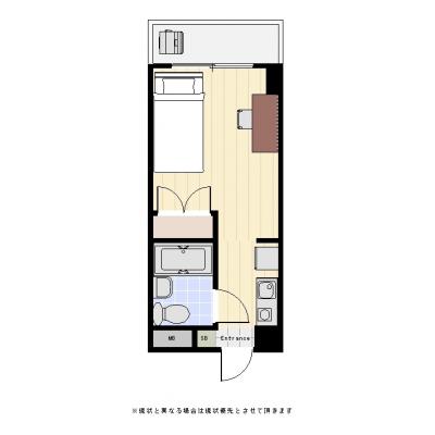 ユニオンマンスリー武蔵小杉１　401　1R・シングル☆２面採光で明るいお部屋♪人気のデスク＆チェア付き♪■東急東横線「新丸子駅」徒歩5分の間取り図
