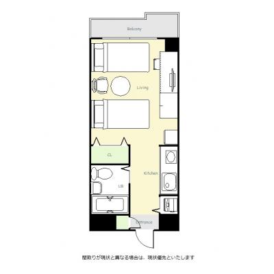 ユニオンマンスリー千葉本八幡１　206　1R・ツイン◆インターネット固定回線（有線・Wi-Fi）無料の部屋◆／オートロック付／室内洗濯機の間取り図