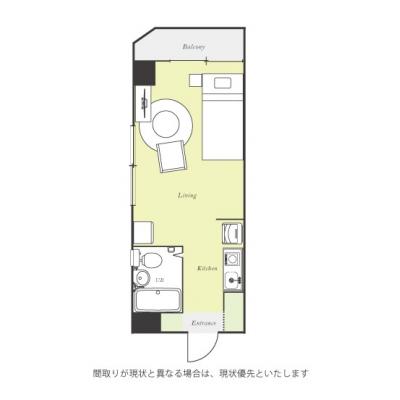 ユニオンマンスリー千葉駅３　407　1R・シングル☆◆インターネット固定回線（有線・Wi-Fi）無料の部屋◆人気の角部屋♪の物件間取り図