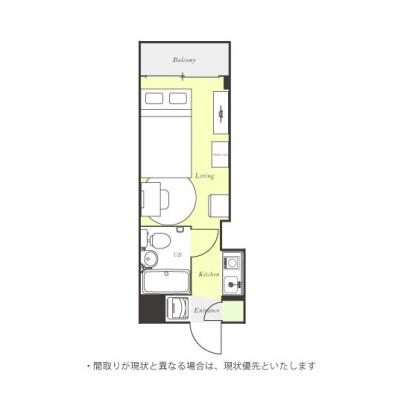 ユニオンマンスリー北越谷２　206　1R・セミダブル☆南越谷・草加・北千住まで１本。北千住まで最短20分♪駅近くには東急ストアや100円ショップが入ったショッピングモール「パルテきたこし店」ありの間取り図