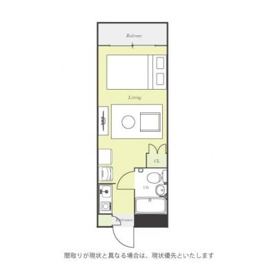 ユニオンマンスリー聖蹟桜ヶ丘１　302　1R・セミダブル☆室内洗濯機＆オシャレ家具のお部屋♪の間取り図