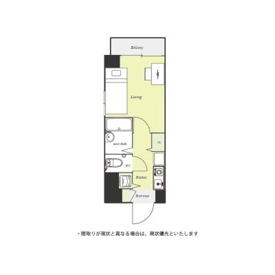 ユニオンマンスリー後楽園１　905　1R・シングル☆２口ガスコンロ＆バストイレ別＆室内洗濯機＆デスク・チェアのお部屋♪の物件間取り図