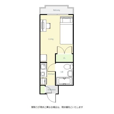 ●2026年9月3日から入居可●ユニオンマンスリー川崎１　203　1R・シングル☆オートロック付/川崎駅で働くならココがおススメ♪安心の徒歩通勤で電車を回避の間取り図