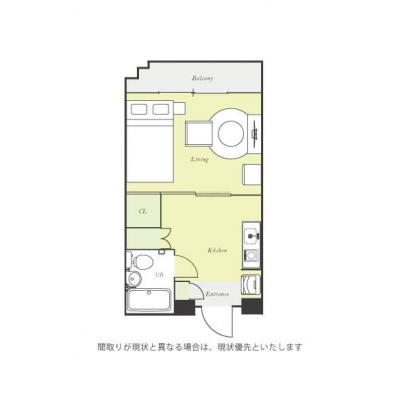 ●2026年5月9日から入居可●ユニオンマンスリー小田急相模原２　205　1K・セミダブル☆◆インターネット固定回線（有線）無料の部屋◆の間取り図