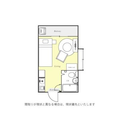 ユニオンマンスリー東船橋ルーチェ１　201　1R・シングル☆パリアパルトマン風＆アクセントクロスの間取り図