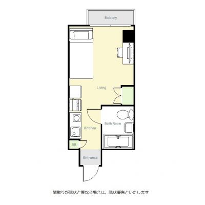 ユニオンマンスリー神楽坂３　611 1R・セミダブル☆神楽坂＆飯田橋まで徒歩圏内！スーパー１分で自炊もOK！の物件間取り図