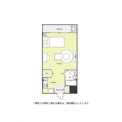 ユニオンマンスリー北越谷１　206　1R・シングル☆快適なソファ付き■♪徒歩約6分のところにスーパー「ライフ北越谷店」ありの間取り図
