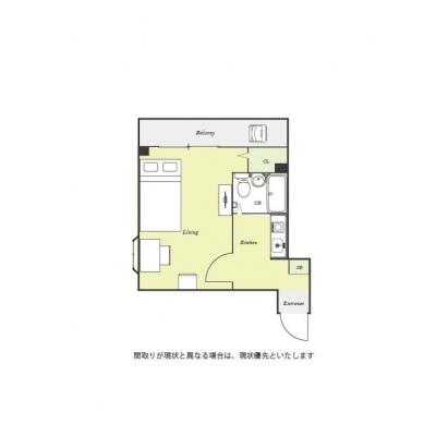 ユニオンマンスリー原木中山プラシード１　102　1K・セミダブル☆人気の角部屋物件♪デスク＆チェアのあるお部屋♪の間取り図