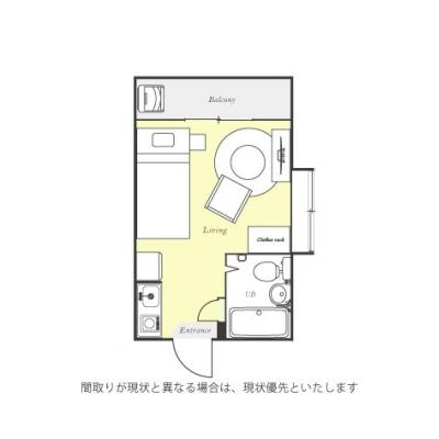 ユニオンマンスリー東船橋ルーチェ１　101　1R・シングル☆人気の角部屋♪パリアパルトマン風＆アクセントクロス♪の間取り図