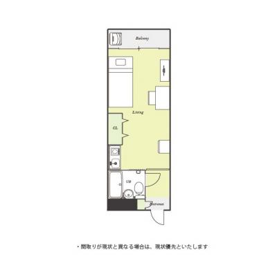 ユニオンマンスリー南柏２　404　1R・シングル☆人気の角部屋＆２面採光♪■の物件間取り図