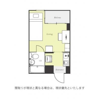 ユニオンマンスリー千葉本八幡２　306　1R・シングル☆安心のモニター付きインターフォン♪■400M圏内に24時間営業スーパーやコンビニありの間取り図