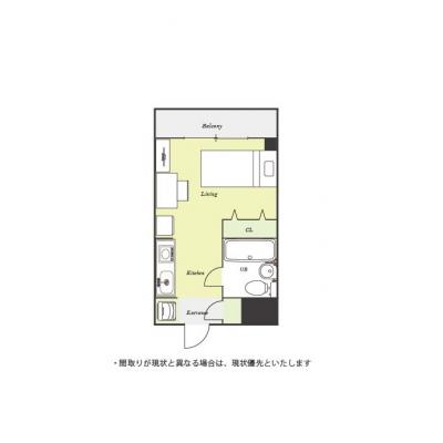 ユニオンマンスリー浦安３　312　1R・シングル☆人気の角部屋♪デスク＆チェア付き♪■駅前のスーパー「西友浦安店」は24時間営業で便利！の間取り図