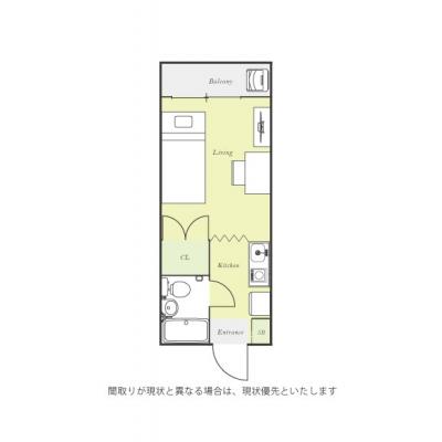 ●2026年2月2日から入居可●ユニオンマンスリー京王稲田堤２　402　1R・シングル☆京王相模原線とJR南武線利用/デスク＆洗濯機や電子レンジなど家電のあるお部屋の間取り図