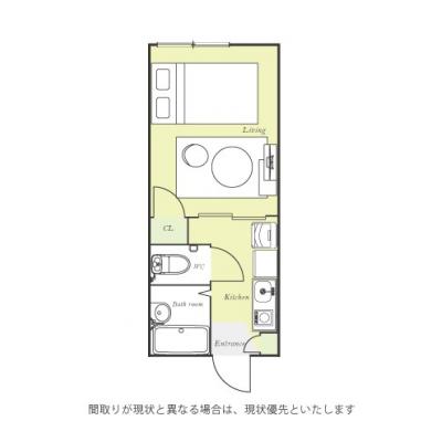 ユニオンマンスリー京成大久保３　102　1K・セミダブル☆モニター付きインターフォン完備♪人気のバストイレ別♪おしゃれなフロアランプ付き♪の物件間取り図