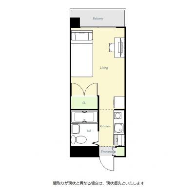 ●2026年4月21日から入居可●ユニオンマンスリー相模原２　703　1R・シングル☆◆インターネット固定回線(有線)無料の部屋◆大型スーパー複数あり！デスク＆チェア付きの間取り図