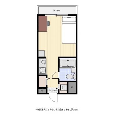 ユニオンマンスリー武蔵小杉駅前１　403　1R・シングル☆武蔵小杉で働くならココ！満員電車を完全回避して安心の徒歩通勤を♪の物件間取り図
