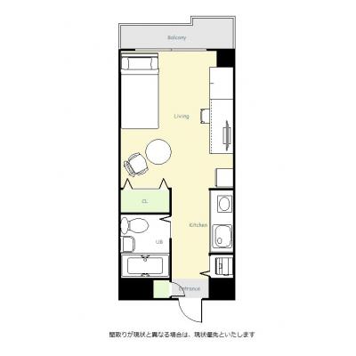 ユニオンマンスリー千葉本八幡１　306　1R・シングル☆◆インターネット固定回線（有線・Wi-Fi）無料の部屋◆オートロック完備♪の間取り図