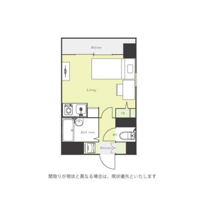 ユニオンマンスリー浦安駅前１　401　1R・シングル☆◆インターネット固定回線（Wi-Fi）無料の部屋◆人気の角部屋♪バストイレ別♪の物件間取り図