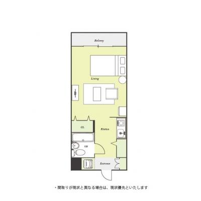 ユニオンマンスリー大和１　403　1R・セミダブル☆相鉄本線・小田急江ノ島線の2路線利用可能。駅前周辺にはスーパー複数ありの間取り図