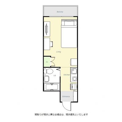 ユニオンマンスリー西八王子駅前１　206　1R・セミダブル☆八王子＆高尾での勤務におススメ！１駅で通勤して、通勤時間を短縮しよう♪の間取り図