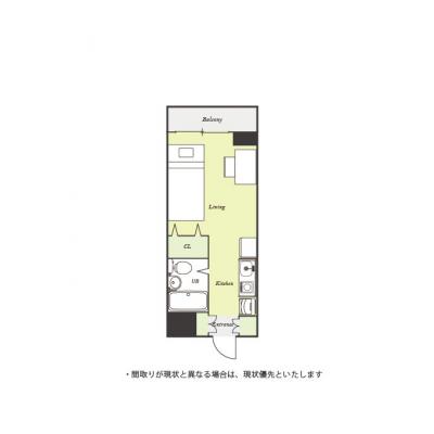 ユニオンマンスリー立川１　915　1R・シングル☆■高層階で眺めのいいお部屋♪便利な宅配BOX完備♪法人もまとめて入居可♪の間取り図