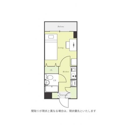 ユニオンマンスリー東船橋２　602　1K・シングル☆◆インターネット固定回線（有線）無料の部屋◆オートロック＆モニター付きインターフォン完備の間取り図