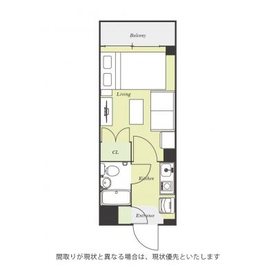 ユニオンマンスリー小田急鶴間１　601　1K・セミダブル・くつろぎstyle☆人気の角部屋♪オートロック＆モニター付きインターフォン完備の間取り図