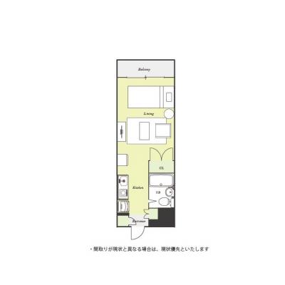 ユニオンマンスリー幕張本郷フルール１　3018　1R・シングル☆【禁煙ルーム】◆インターネット固定回線（有線）無料の部屋◆オートロックの間取り図