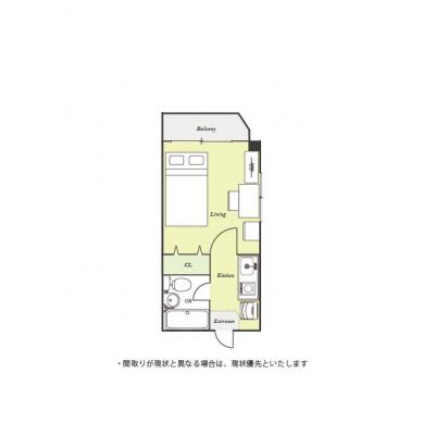 ユニオンマンスリー小田急相模原４　304　1K・セミダブル☆【禁煙ルーム】２面採光で明るいお部屋♪デスクとチェアのあるお部屋♪の間取り図
