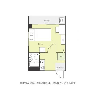 ユニオンマンスリー逗子六浦駅前１　305　1K・セミダブル☆◆インターネット固定回線（Wi-Fi）無料の部屋◆京急逗子線「六浦駅」徒歩2分の間取り図