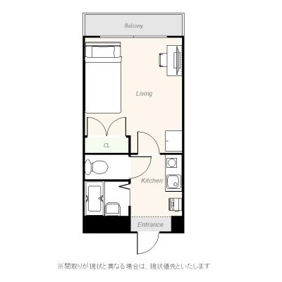 ユニオンマンスリー南品川１　106　1R・シングル☆◆インターネット無料の部屋◆人気のバストイレ別♪■京急本線「青物横丁駅」徒歩2分の間取り図