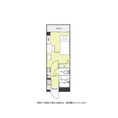 ユニオンマンスリー我孫子１　305　1K・シングル☆人気の角部屋＆バストイレ別♪モニター付きインターフォン完備♪の物件間取り図