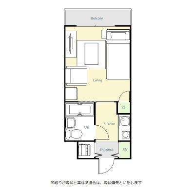 ユニオンマンスリー横浜吉野町７　702　1K・シングル・くつろぎstyle☆◆インターネット（有線）無料の部屋◆オートロック完備♪の間取り図