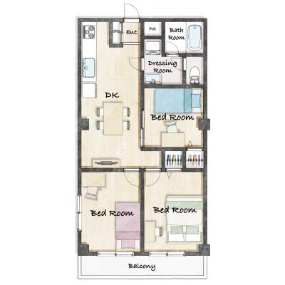 ڥե3LDK🙌🏻ۥߥΥץ饶403漼٥å3🛏️6̾ġ̵ؾ🚲̵WIFI💻ʪּ