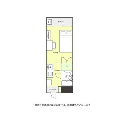 ユニオンマンスリー京王堀之内ヴァンヴェール２　410　1R・セミダブル☆人気のデスク＆チェア付き♪■コンビニ・スーパー至近の物件間取り図