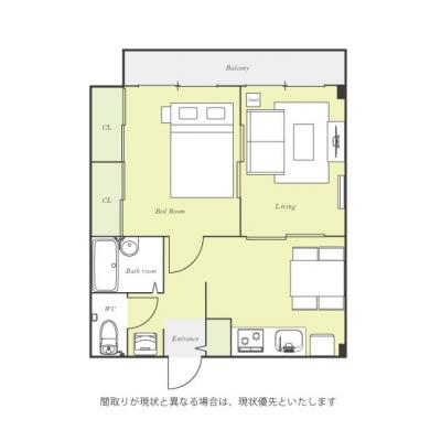 ユニオンマンスリー柏４　102　2DK・ダブル【４名まで】☆生活空間を分けたい方におすすめ♪バストイレ別、ダイニングテーブルやソファ付き♪の物件間取り図