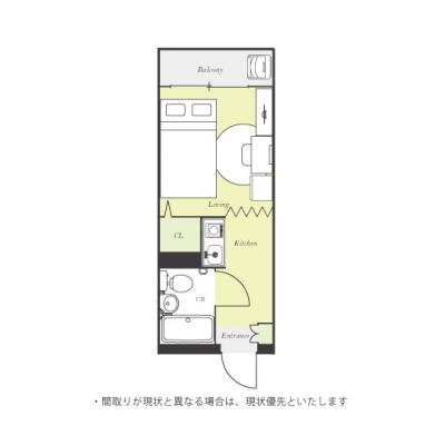 ユニオンマンスリー小手指３　327　1R・セミダブル☆ドレッサーのあるお部屋/西武池袋線沿線で所沢まで5分の間取り図