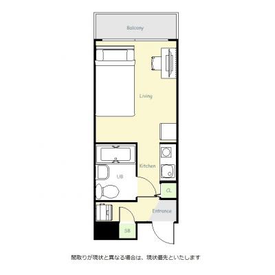 ユニオンマンスリー経堂２　305　1R・セミダブル☆小田急小田原線　経堂駅　徒歩7分！女性にも安心「オートロック」「室内洗濯機」の物件間取り図