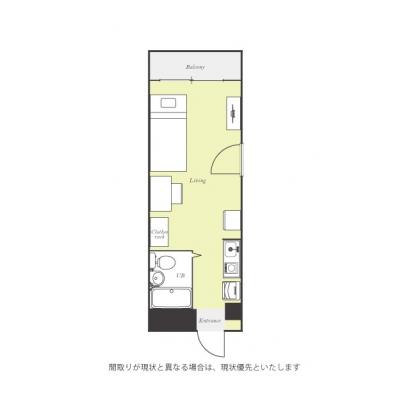 ユニオンマンスリー百合ヶ丘２　411　1R・シングル☆人気の角部屋＆２面採光♪オートロック完備♪デスクとチェア付きのお部屋♪の間取り図