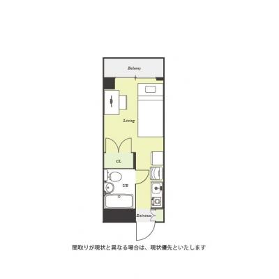 ユニオンマンスリー町田７　202　1R・シングル☆人気の角部屋＆モニター付きインターフォン完備♪デスクや室内洗濯機など生活家電があるお部屋の間取り図