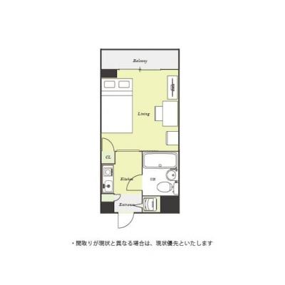 ユニオンマンスリー横浜吉野町７　1104　1K・セミダブル☆◆インターネット（有線）無料の部屋◆の間取り図