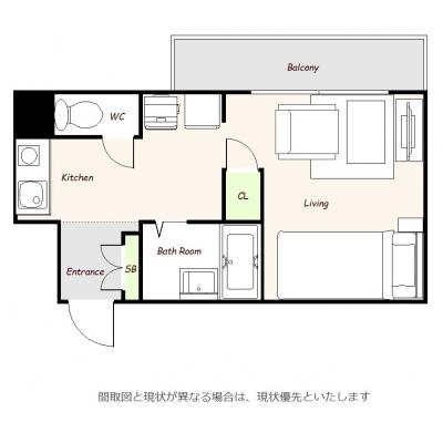 ユニオンマンスリー東松戸駅前１　709　1R・シングル・くつろぎstyle☆オートロック＆モニター付きインターフォン完備♪人気のバストイレ別の物件間取り図