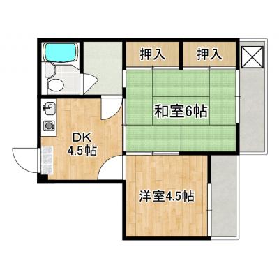 第3KSNビル【2DK】（駐車場付き！エレベーター付き・コンビニすぐそば！電停も徒歩圏内です。）の物件間取り図