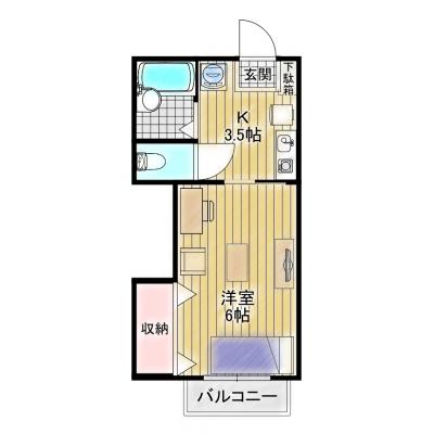 Bizroom／クレール薬師台３番館105　【インターネット無料】敷地内駐車場あり！キッチン広め！の物件間取り図