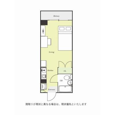ユニオンマンスリー本厚木３　703　1R・セミダブル☆人気のデスク＆チェア付き♪安心のモニター付きインターフォン＆室内洗濯機♪の物件間取り図